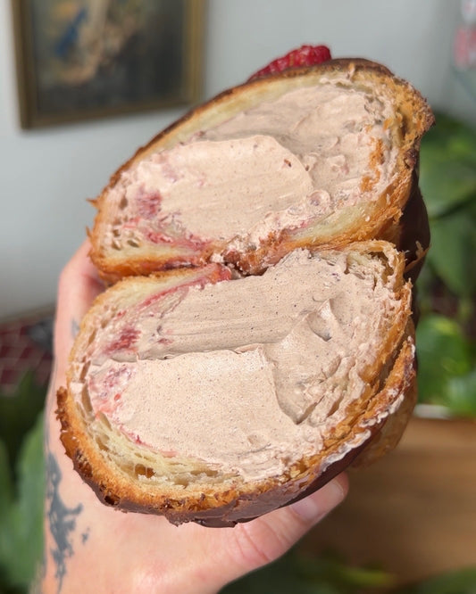 Chocolate Dipped Strawberry Stuffed Croissant