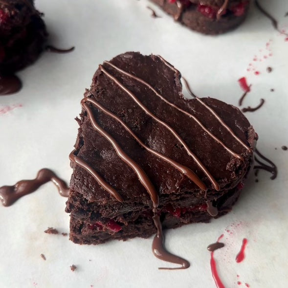 5" Triple Chocolate Cherry Brownie Hearts